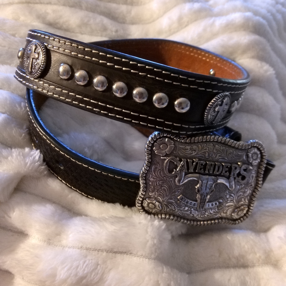 Brown  Leather Belt with Silver Buckle